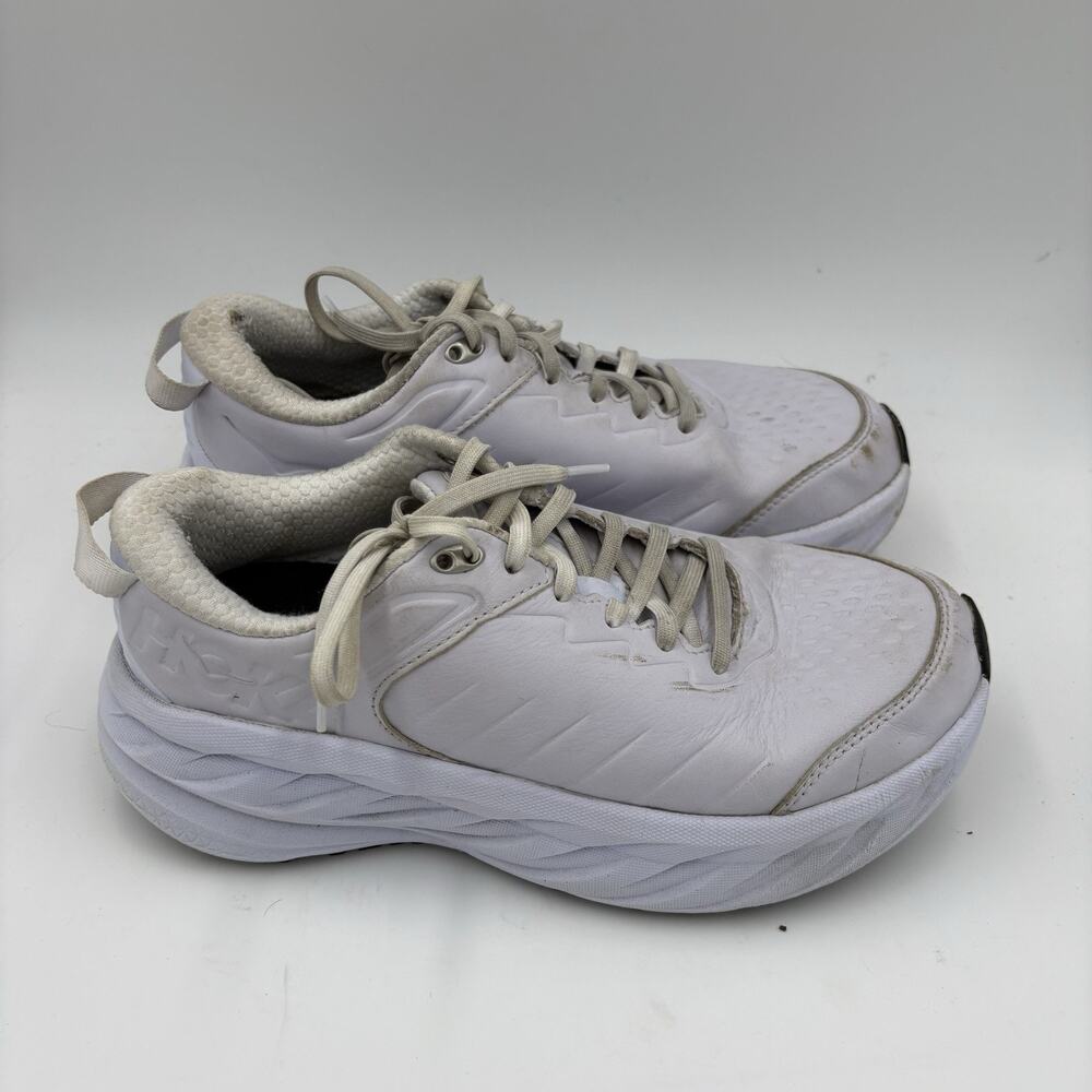Hoka Bondi SR Women's Size 8.5 White Leather Running/Walking Sneakers Used